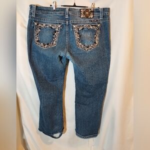 Miss Me Mid-rise Easy Boot Jeans with Snake Print Pockets - 36"